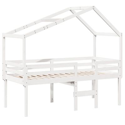 vidaXL Letto a Soppalco con Tetto Bianco 75x190 cm in Legno di Pino