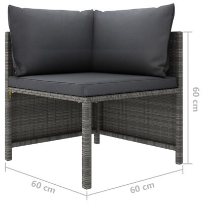 vidaXL Set Divani da Giardino 3 pz con Cuscini in Polyrattan Grigio