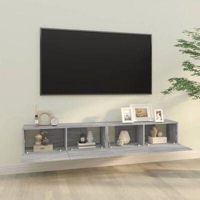 vidaXL Mobili TV Muro 2pz Grigio Sonoma 100x30x30 cm Legno Multistrato