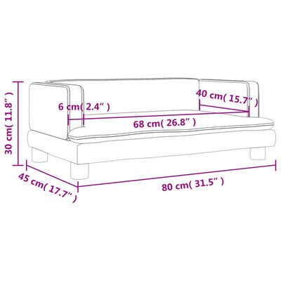 vidaXL Divano per Bambini Grigio 80x45x30 cm in Similpelle