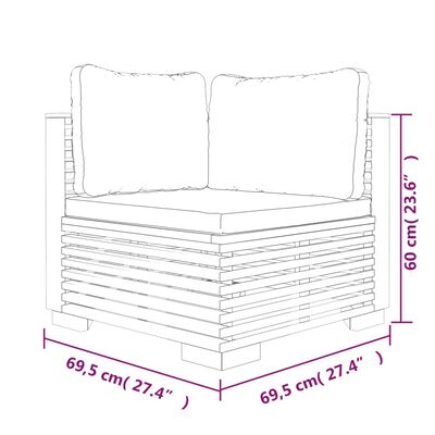 vidaXL Set Divani da Giardino 7 pz con Cuscini Legno Massello di Teak