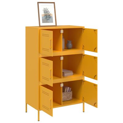 vidaXL Credenza Giallo Senape 68x39x113 cm in Acciaio