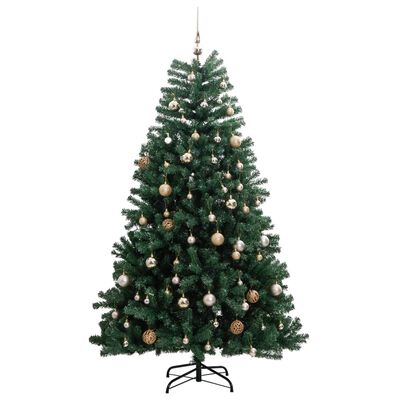 vidaXL Albero Natale Incernierato con 300 LED e Palline 210 cm