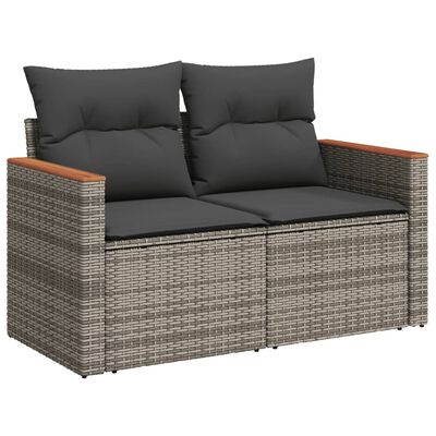 vidaXL Set Divani da Giardino 7 pz con Cuscini Grigio in Polyrattan