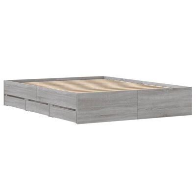 vidaXL Giroletto Cassetti Grigio Sonoma 140x190 cm Legno Multistrato