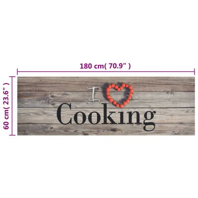 vidaXL Tappeto da Cucina Lavabile Grigio Cucinare 60x180 cm Velluto