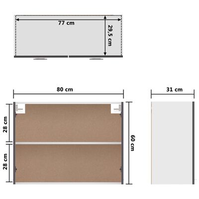 Mobile per microonde R-Line 60cm Anthracite Lucido/Bianco Vicco