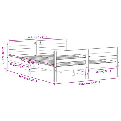 vidaXL Letto senza Materasso Bianco 140x200 cm Legno Massello di Pino