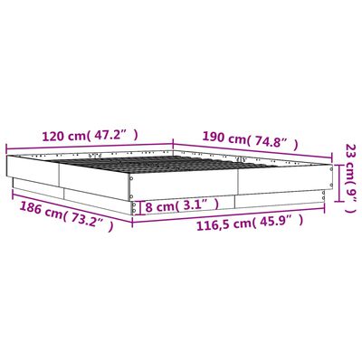 vidaXL Giroletto con Luci LED Grigio Cemento 120x190 cm