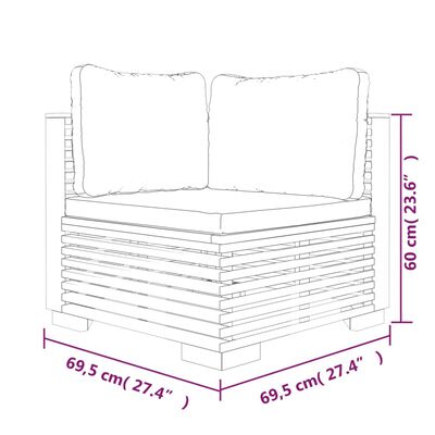 vidaXL Set Divani da Giardino 8 pz con Cuscini Legno Massello di Teak