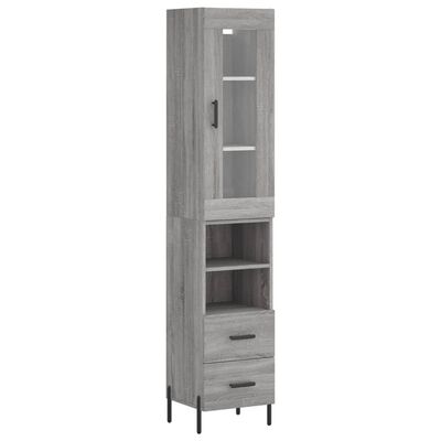 vidaXL Credenza Grigio Sonoma 34,5x34x180 cm in Legno Multistrato