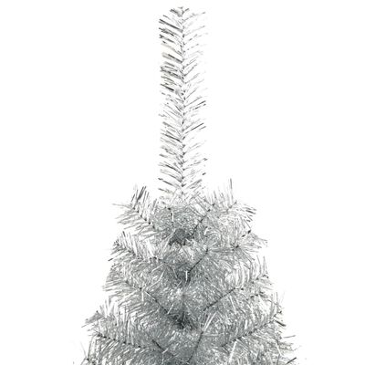 vidaXL Albero di Natale a Metà con Supporto Argento 240 cm PET