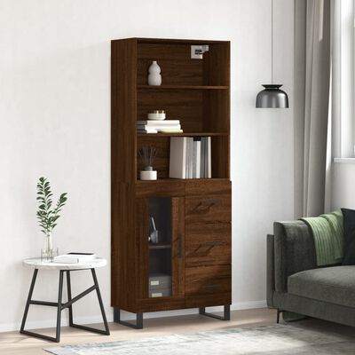 vidaXL Credenza Rovere Marrone 69,5x34x180 cm in Legno Multistrato