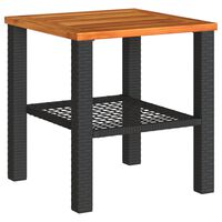 vidaXL Tavolo da Giardino Nero 40x40x42cm in Polyrattan e Legno Acacia