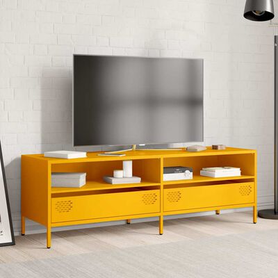 vidaXL Mobile TV Giallo Senape 135x39x43,5 cm in Acciaio