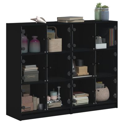 vidaXL Libreria con Ante Nera 136x37x109 cm in Legno Multistrato