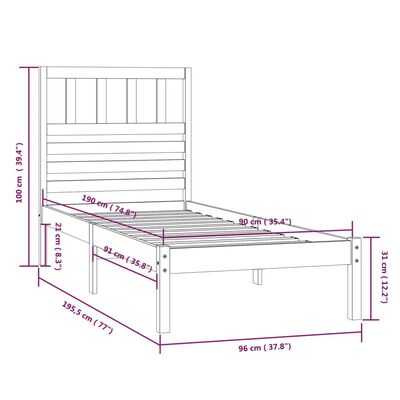 vidaXL Giroletto Bianco 90x190 cm Single in Legno Massello di Pino