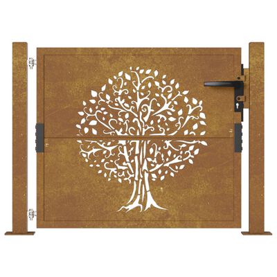 vidaXL Cancello da Giardino 105x105 cm in Acciaio Corten Design Albero