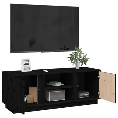 vidaXL Mobile Porta TV Nera 110x35x40,5 cm in Legno Massello di Pino