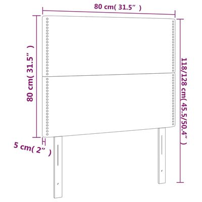 vidaXL Testiera a LED Grigio Chiaro 80x5x118/128 cm in Tessuto