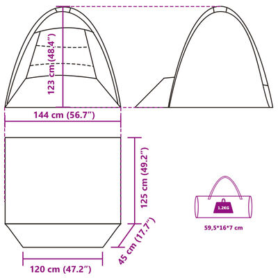 vidaXL Tenda da Spiaggia 3 Persone Azzurra Impermeabile