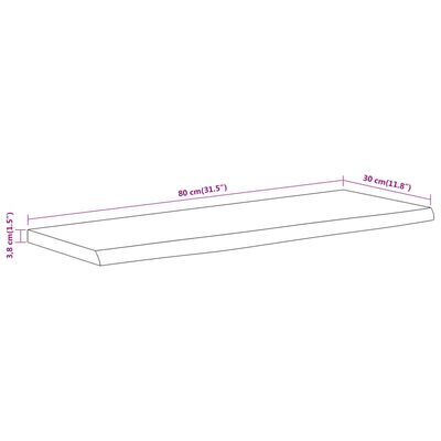 vidaXL Mensola a Muro 80x30x3,8cm Rettangolare Legno Acacia Bordi Vivi