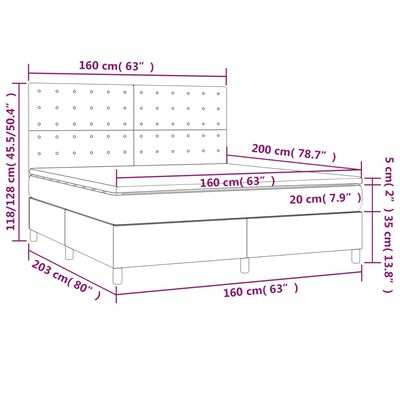 vidaXL Giroletto a Molle con Materasso Crema 160x200 cm in Tessuto