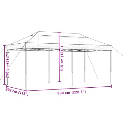 vidaXL Tenda da Festa Pieghevole Pop-Up Arancione 580x292x315 cm