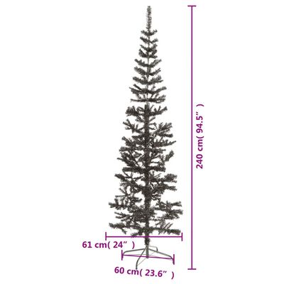 vidaXL Albero di Natale Sottile Nero 240 cm