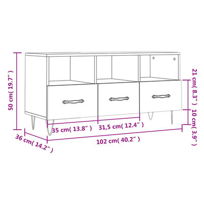 vidaXL Mobile Porta TV Rovere Sonoma 102x36x50 cm in Legno Multistrato