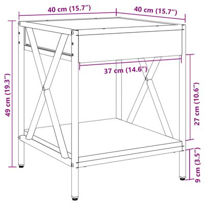 vidaXL Tavolino da Salotto con LED Infinity Nero 40x40x49 cm