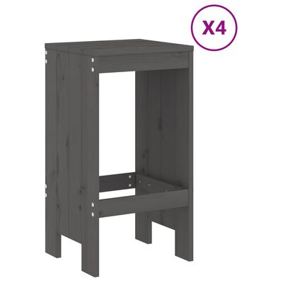 vidaXL Set Bar da Giardino 5 pz Grigio in Legno Massello di Pino