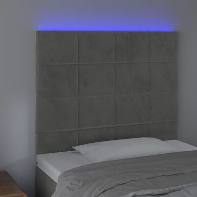 vidaXL Testiera a LED Grigio Chiaro 100x5x118/128 cm in Velluto