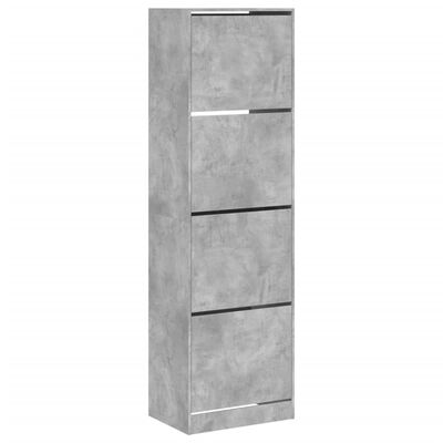 vidaXL Scarpiera 4 Cassetti Ribaltabili Grigio Cemento 60x42x204 cm