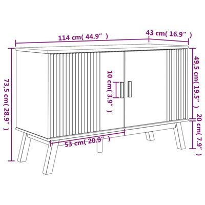 vidaXL Credenza OLDEN Bianca e Marrone 114x43x73,5 cm Massello di Pino