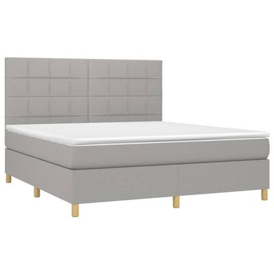 vidaXL Letto a Molle Materasso e LED Grigio Chiaro 160x200 cm Tessuto