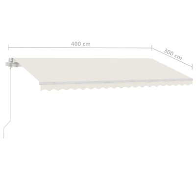 vidaXL Tenda da Sole Retrattile Manuale con LED 400x300 cm Crema