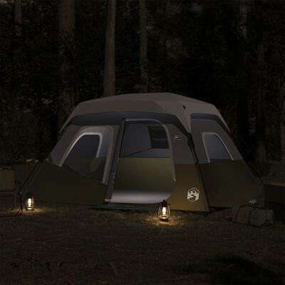 vidaXL Tenda Famiglia con LED 6 Persone Verde Chiaro Rilascio Rapido