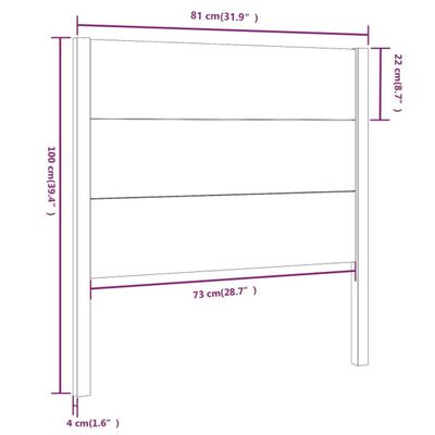 vidaXL Testiera per Letto Nera 81x4x100 cm in Legno Massello di Pino