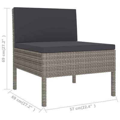 vidaXL Set Divani da Giardino 10 pz con Cuscini in Polyrattan Grigio