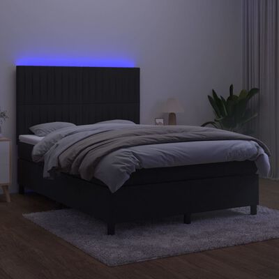 vidaXL Letto a Molle con Materasso e LED Nero 140x190 cm in Velluto