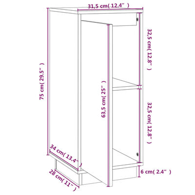 vidaXL Credenze 2 pz Ambra 31,5x34x75 cm in Legno Massello di Pino