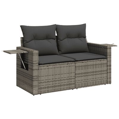 vidaXL Set Divano da Giardino 9 pz con Cuscini Grigio in Polyrattan