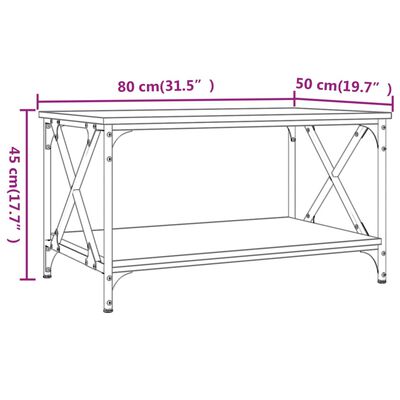 vidaXL Tavolino da Salotto Nero 80x50x45 cm Legno Multistrato e Ferro