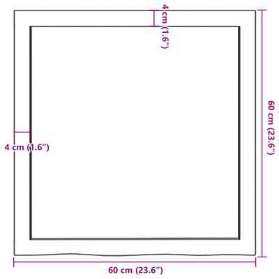 vidaXL Ripiano a Parete 60x60x(2-6) cm Massello Rovere Non Trattato