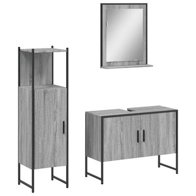 vidaXL Set Mobili da Bagno 3 pz Grigio Sonoma in Legno Multistrato