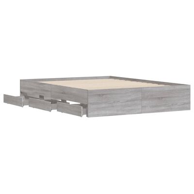 vidaXL Giroletto Cassetti Grigio Sonoma 140x200 cm Legno Multistrato