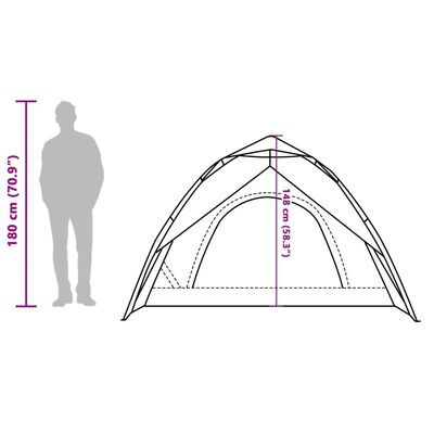 vidaXL Tenda a Cupola 3 Persone Grigio e Arancione a Rilascio Rapido