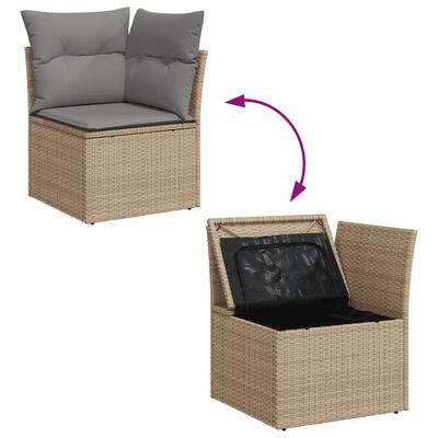 vidaXL Set Divano da Giardino 13 pz con Cuscini Beige in Polyrattan