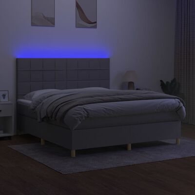 vidaXL Letto a Molle Materasso e LED Grigio Chiaro 180x200 cm Tessuto